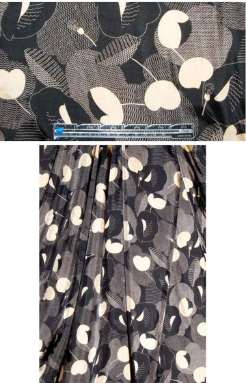 CA designer black/wheat stylized floral rayon woven