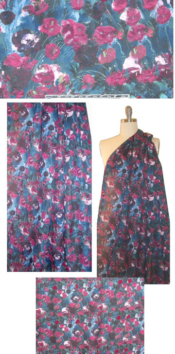 H@ute Hippie fuschia/teal floral silk chiffon