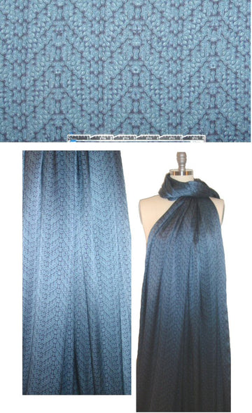 H@ute Hippie dusty blue chevron gears stretch silk