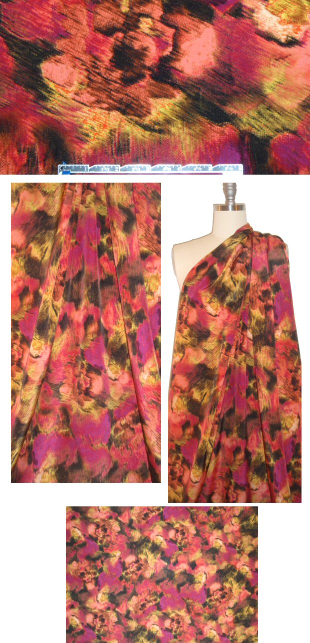 H@ute Hippie abstracted floral silk crepe de chine 1.25 yd