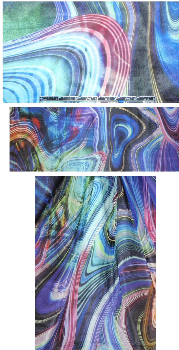 Italian satin chiffon - digital swirly abstract