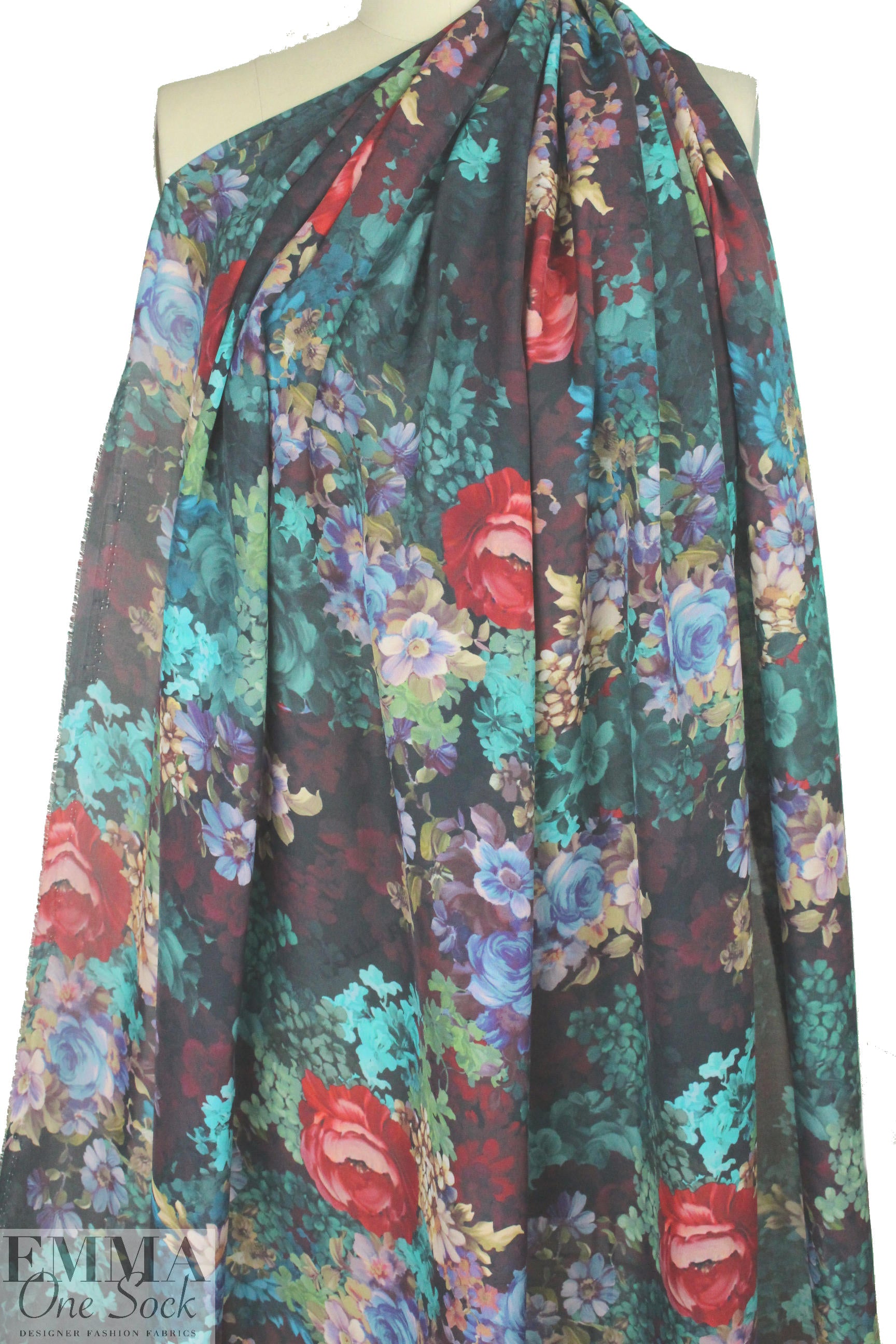 Italian evening blossoms silk crepe