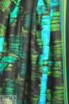 NY designer turq/lime border print silk twill