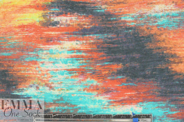 Italian spice/turquoise abstract silk satin chiffon