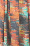 Italian spice/turquoise abstract silk satin chiffon