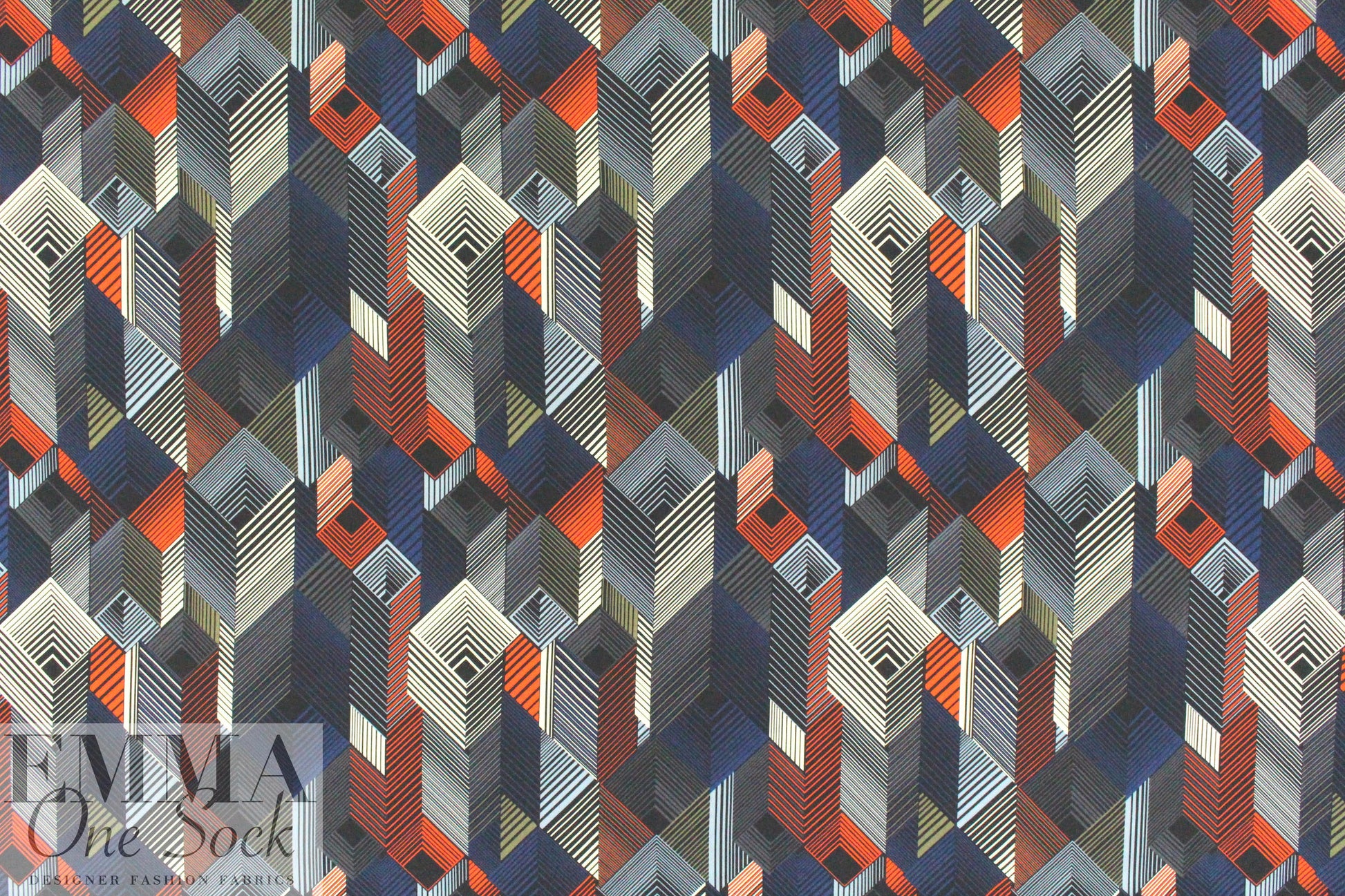 Italian optical 3-D graphic silk stretch blouseweight