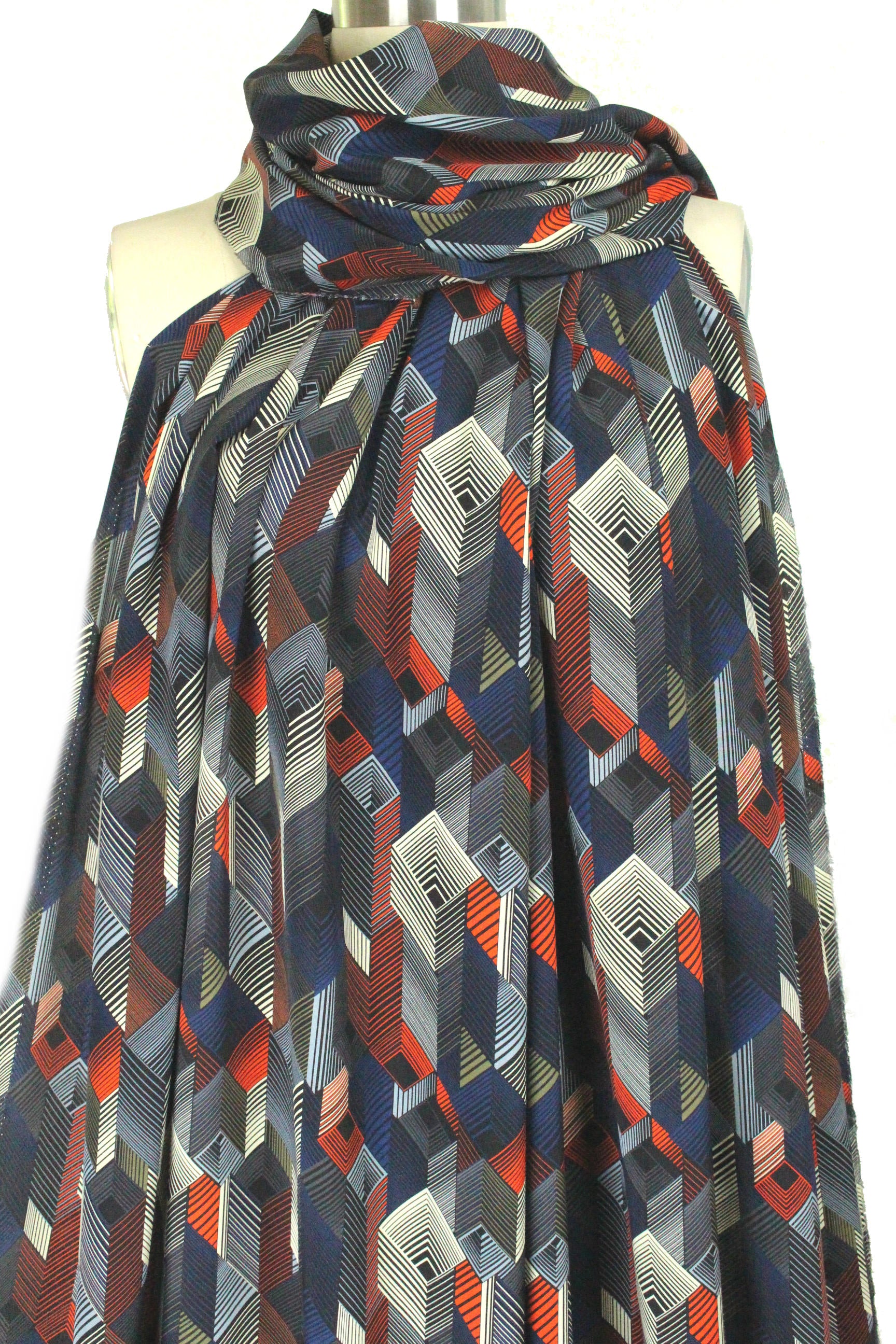 Italian optical 3-D graphic silk stretch blouseweight .75 yds