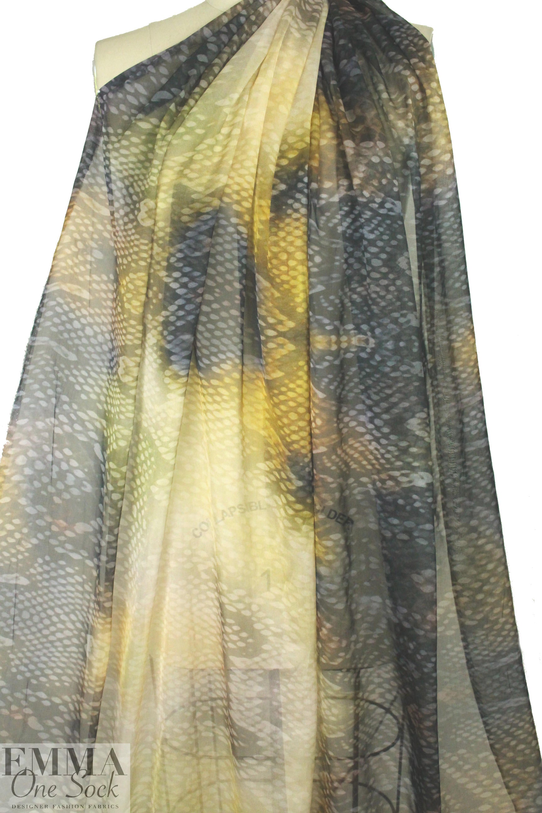 Italian amber python ombre' silk chiffon 1.375 yd