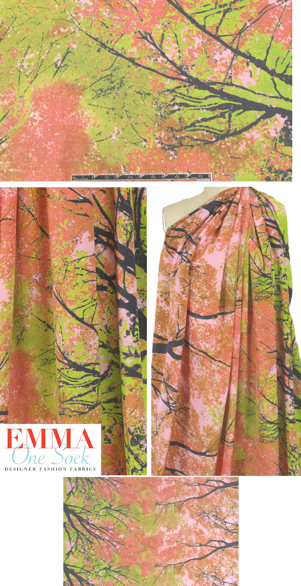 NY designer woodland silk crepe de chine 2 yards