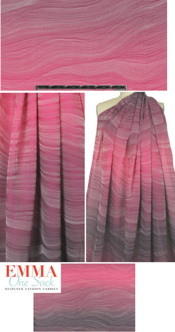 Italian intricate ombre' waves sheer silk jacquard