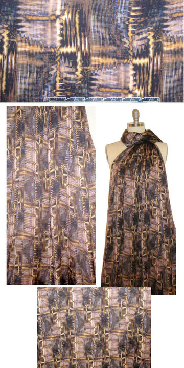 Italian 'techno-hatchy' print silk blouseweight 1.375 yd