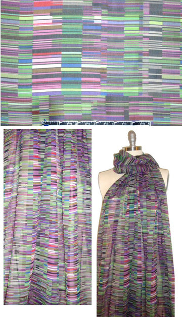 Italian plum/lime techno-graphic silk chiffon