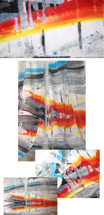 Italian modern art abstract silk crepe de chine