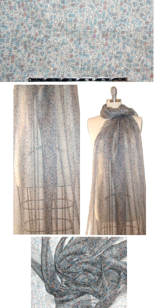 Italian teeny retro squares graphic silk chiffon