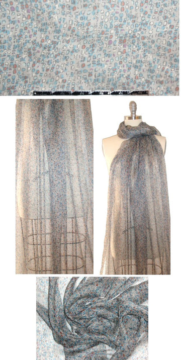 Italian teeny retro squares graphic silk chiffon