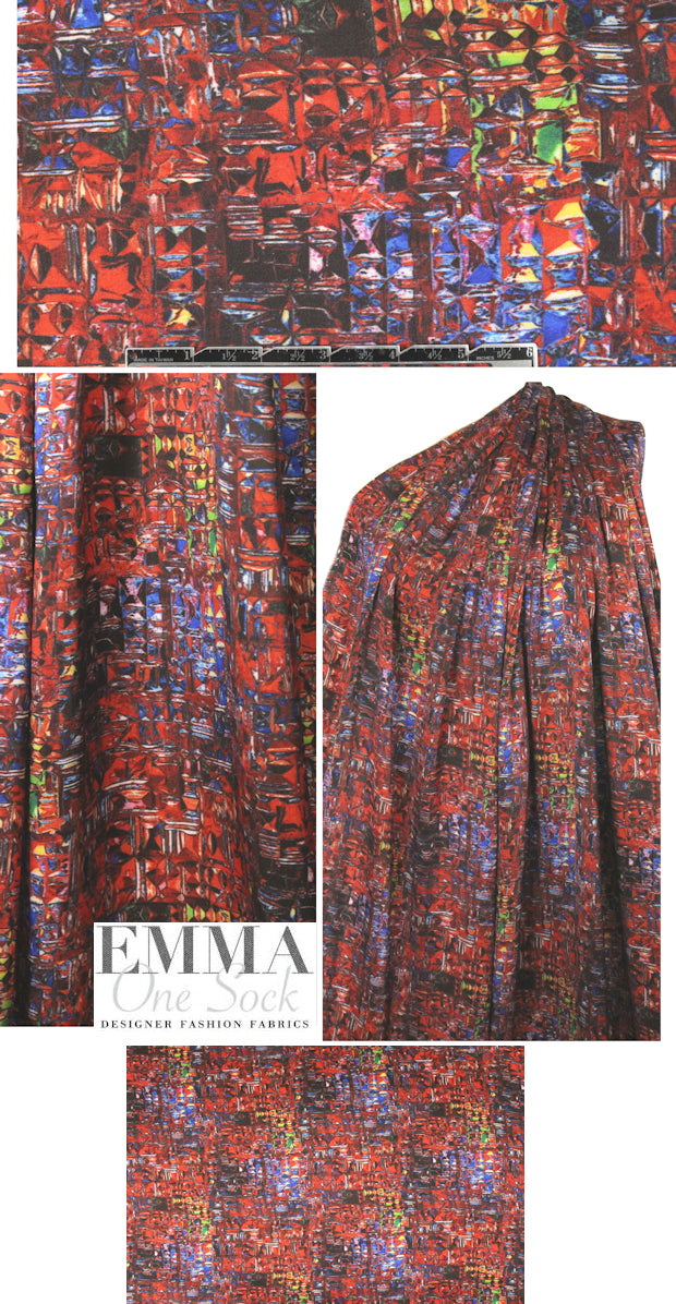 Italian intricate prism silk crepe de chine 1 yard