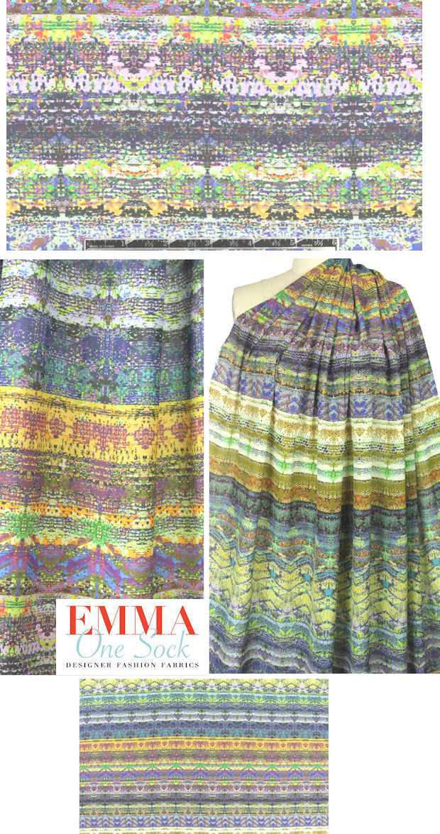 Italian colorful patterned stripes silk blouseweight