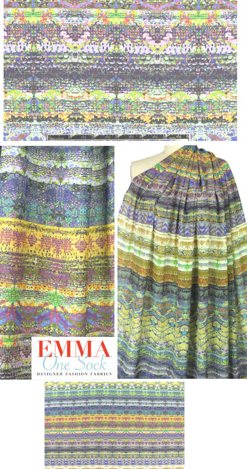 Italian colorful patterned stripes silk blouseweight