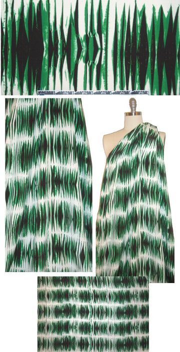 Italian edgy green/black/white silk charmeuse