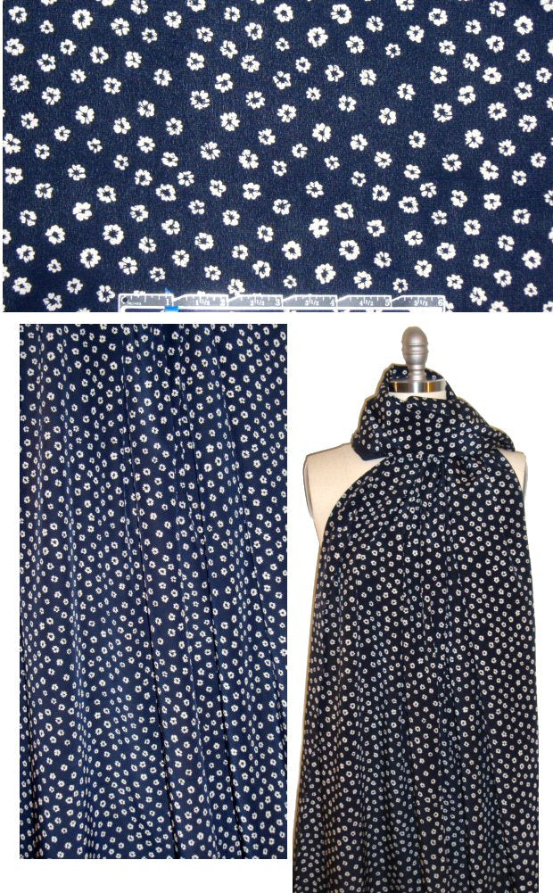 J. Cr. ecru/midnight little floral silk blouseweight 1.25 yds