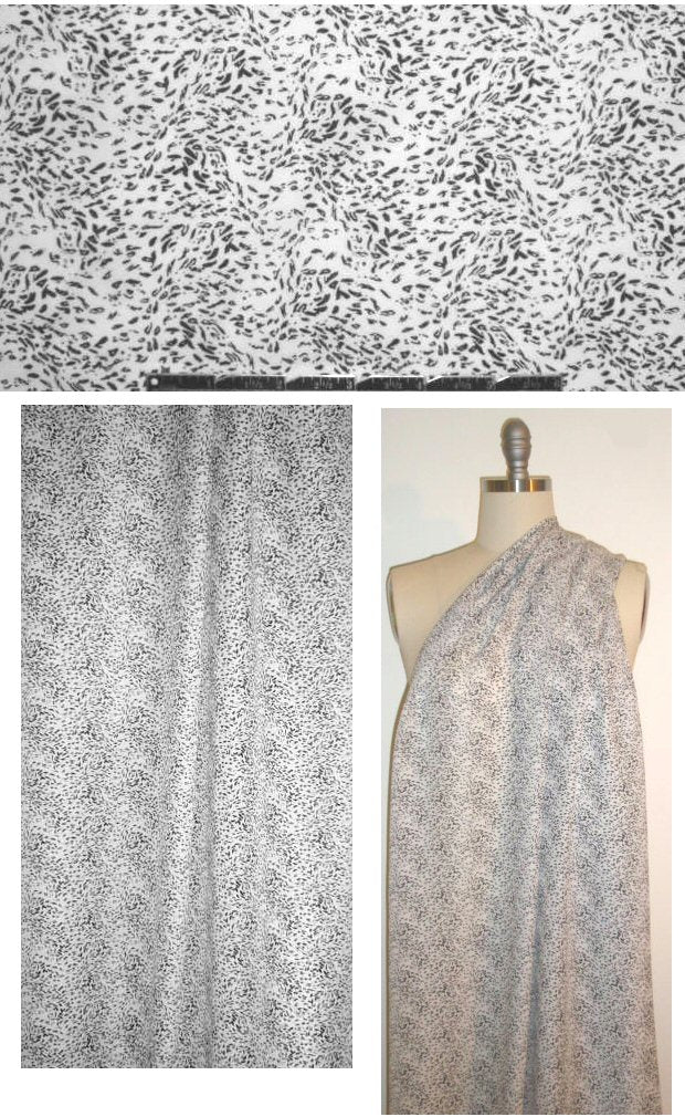 CA designer white/black seed print silk chiffon 1.66 yd