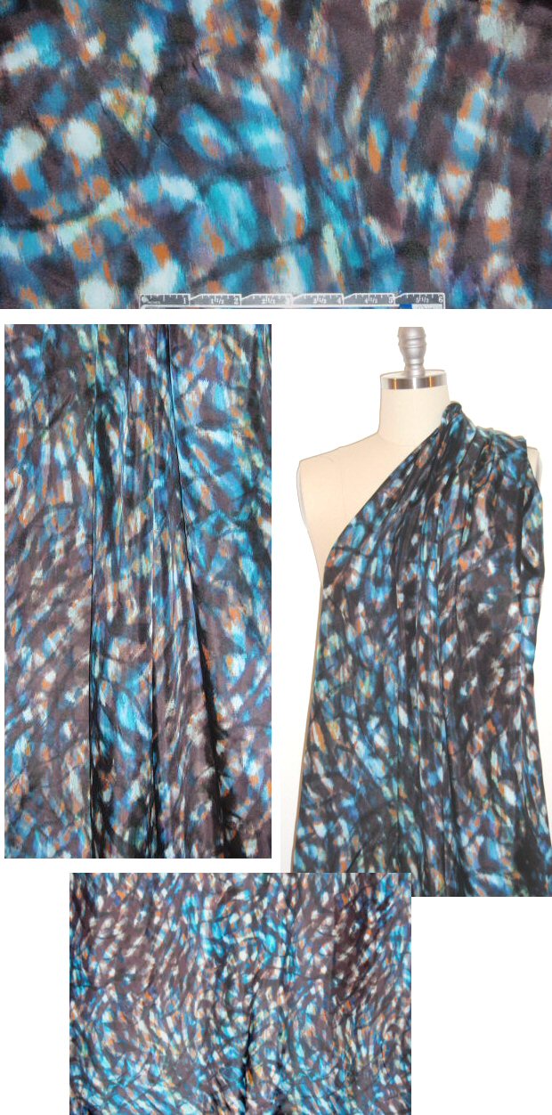 Italian abstract layers print silk blouseweight 1.625 yd