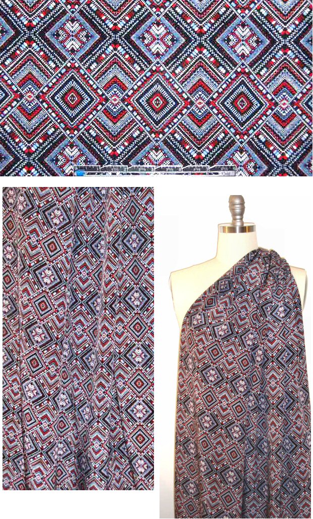Jenni K@yne red/white/blue diamond silk blouseweight 1 yard