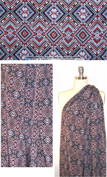 Jenni K@yne red/white/blue diamond silk blouseweight 1 yard