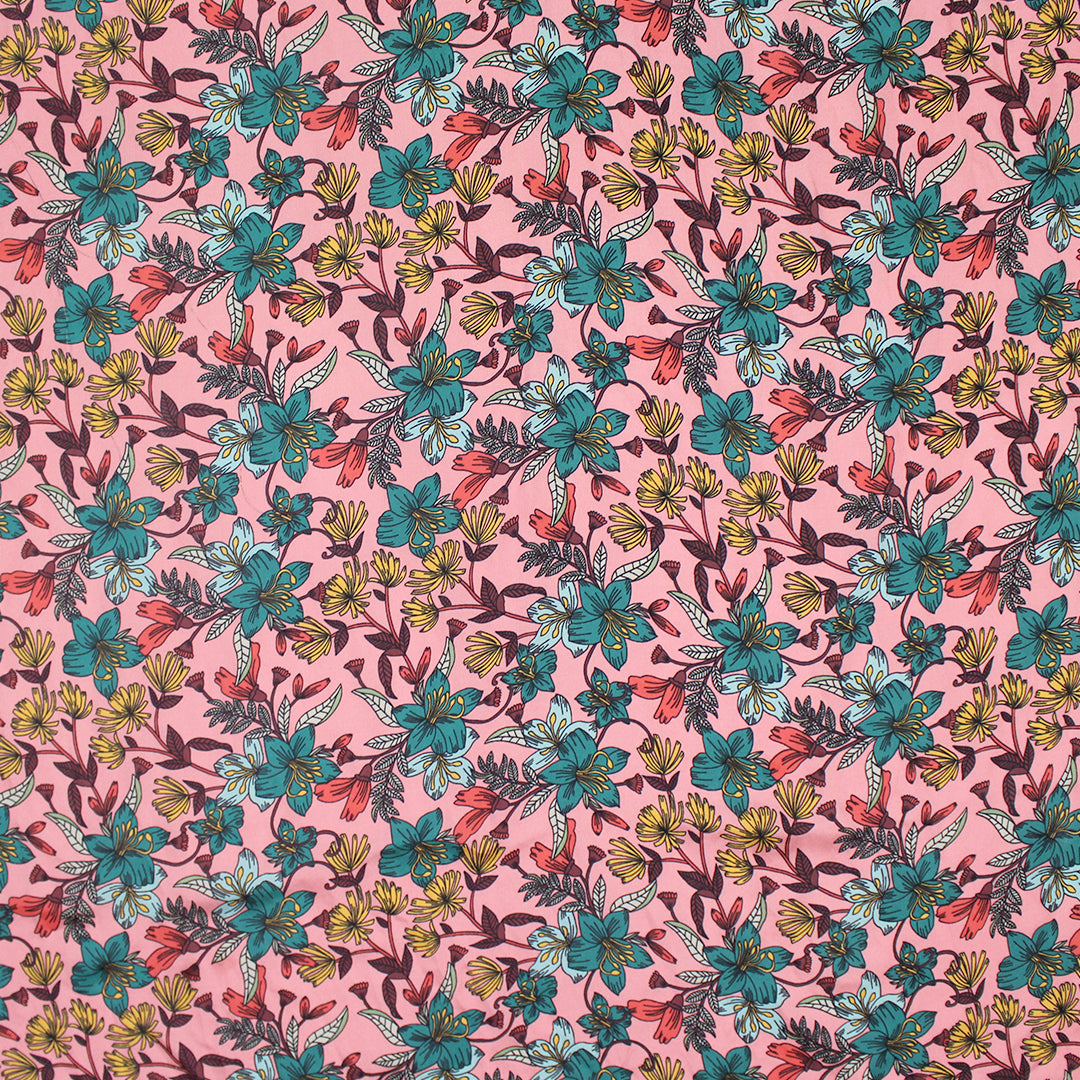 Johnny W@s 'floral on pink' printed silk voile
