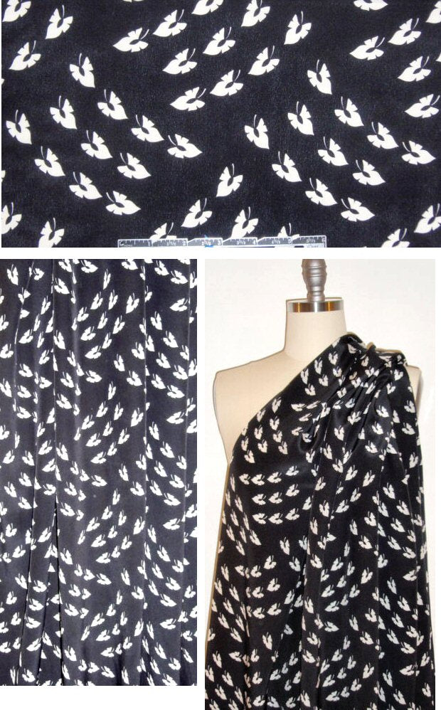 Jas0n Wu silk blouseweight - cream on black 1.375 yd