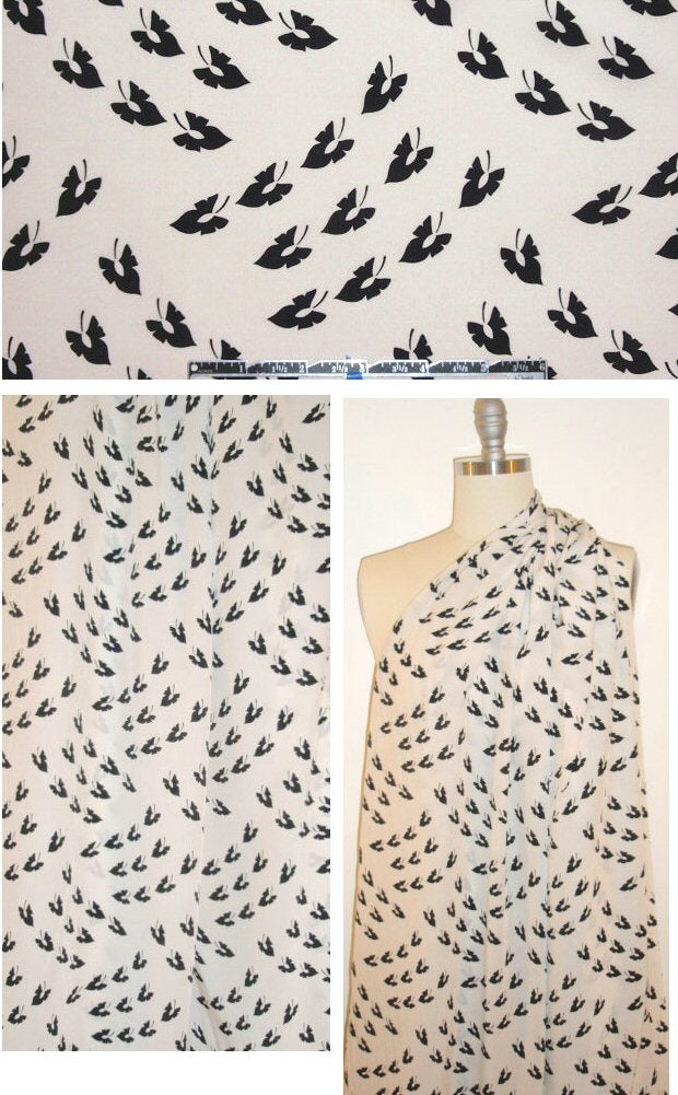 Jas0n Wu silk blouseweight - black on cream 1.25 yd