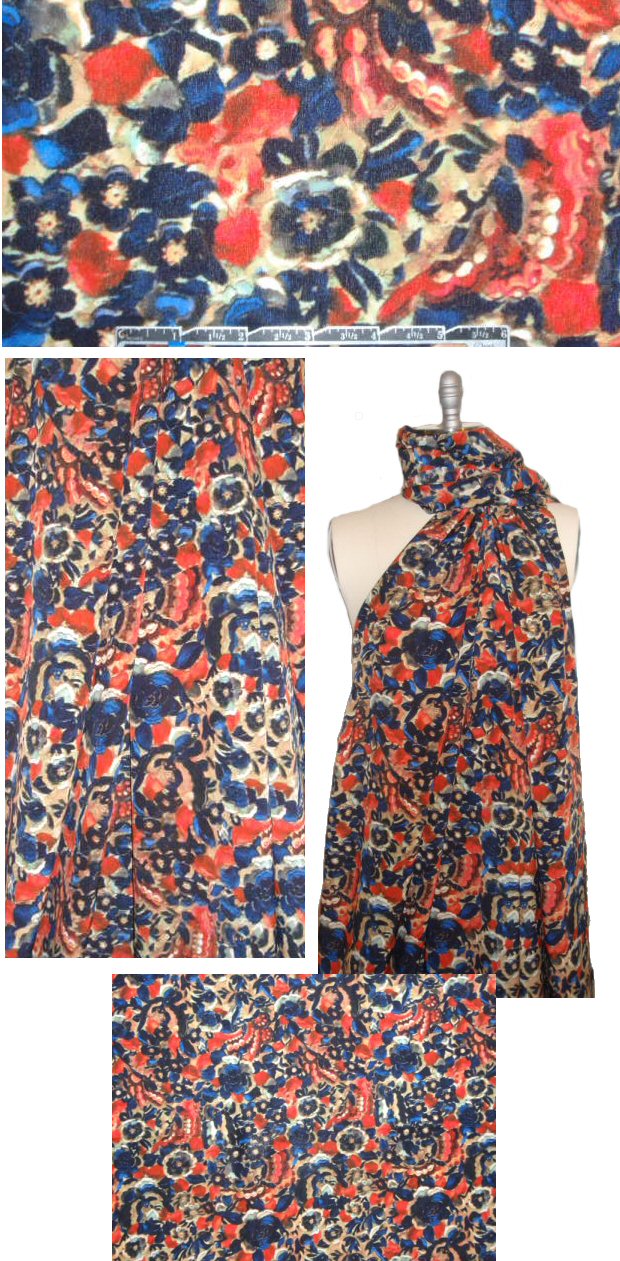 Jas0n Wu silk blouseweight - red/blue floral 1.375 yds