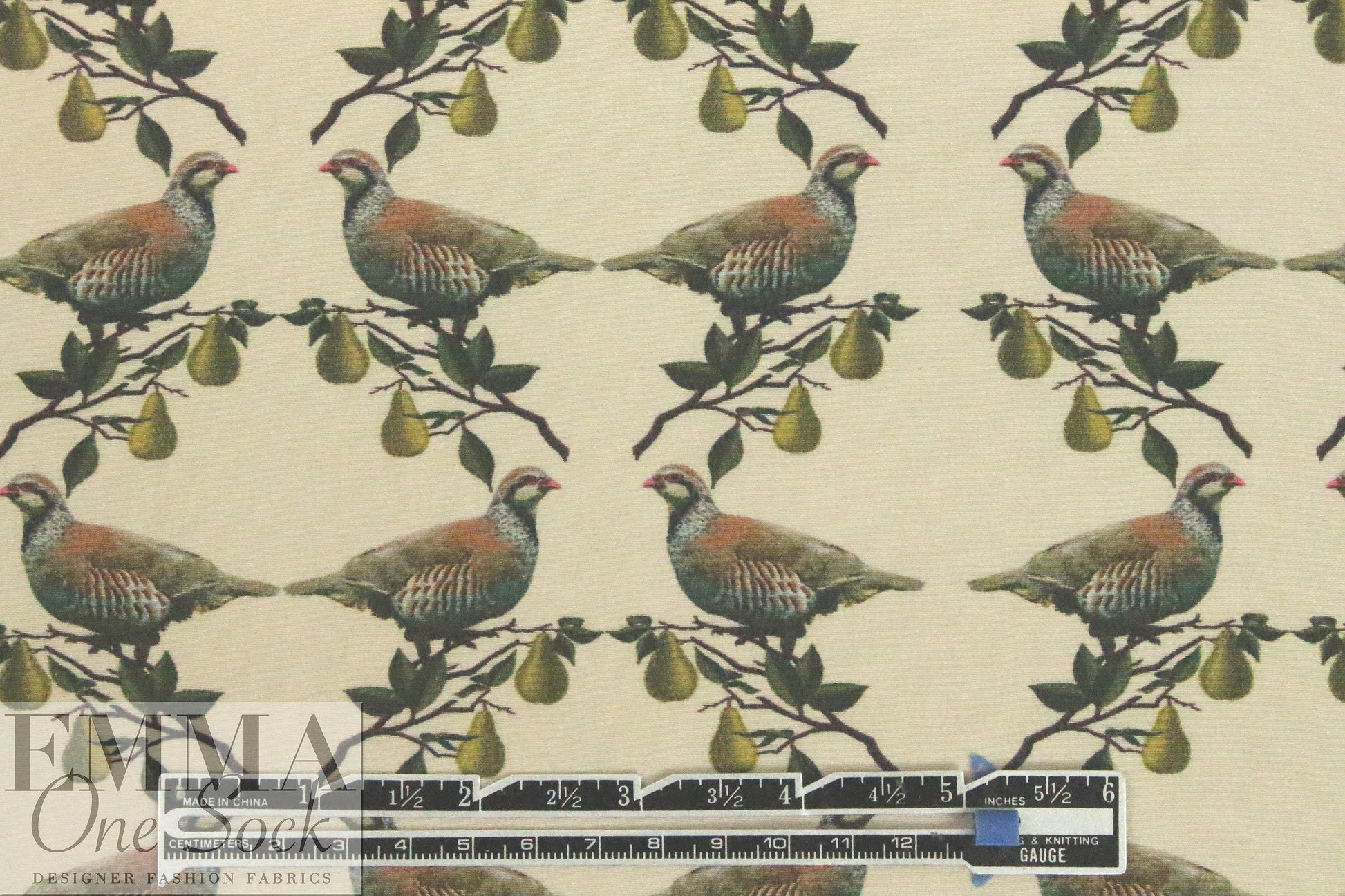CA designer 'partridge in a pear tree' silk CDC 1.25 yds