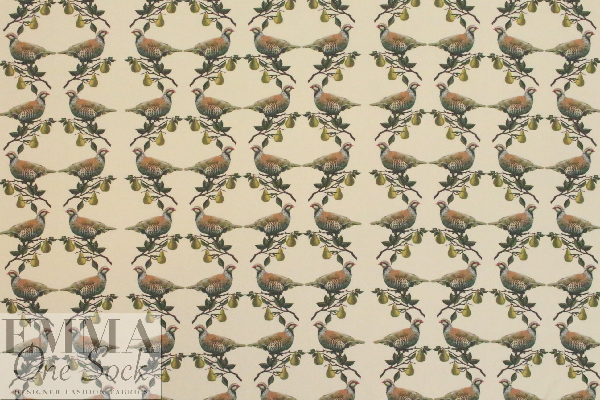 CA designer 'partridge in a pear tree' silk CDC 1.25 yds
