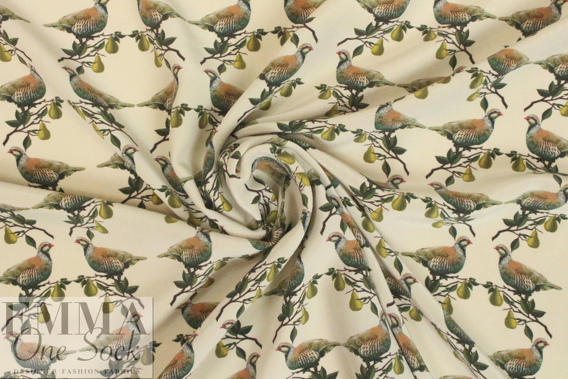 CA designer 'partridge in a pear tree' silk CDC