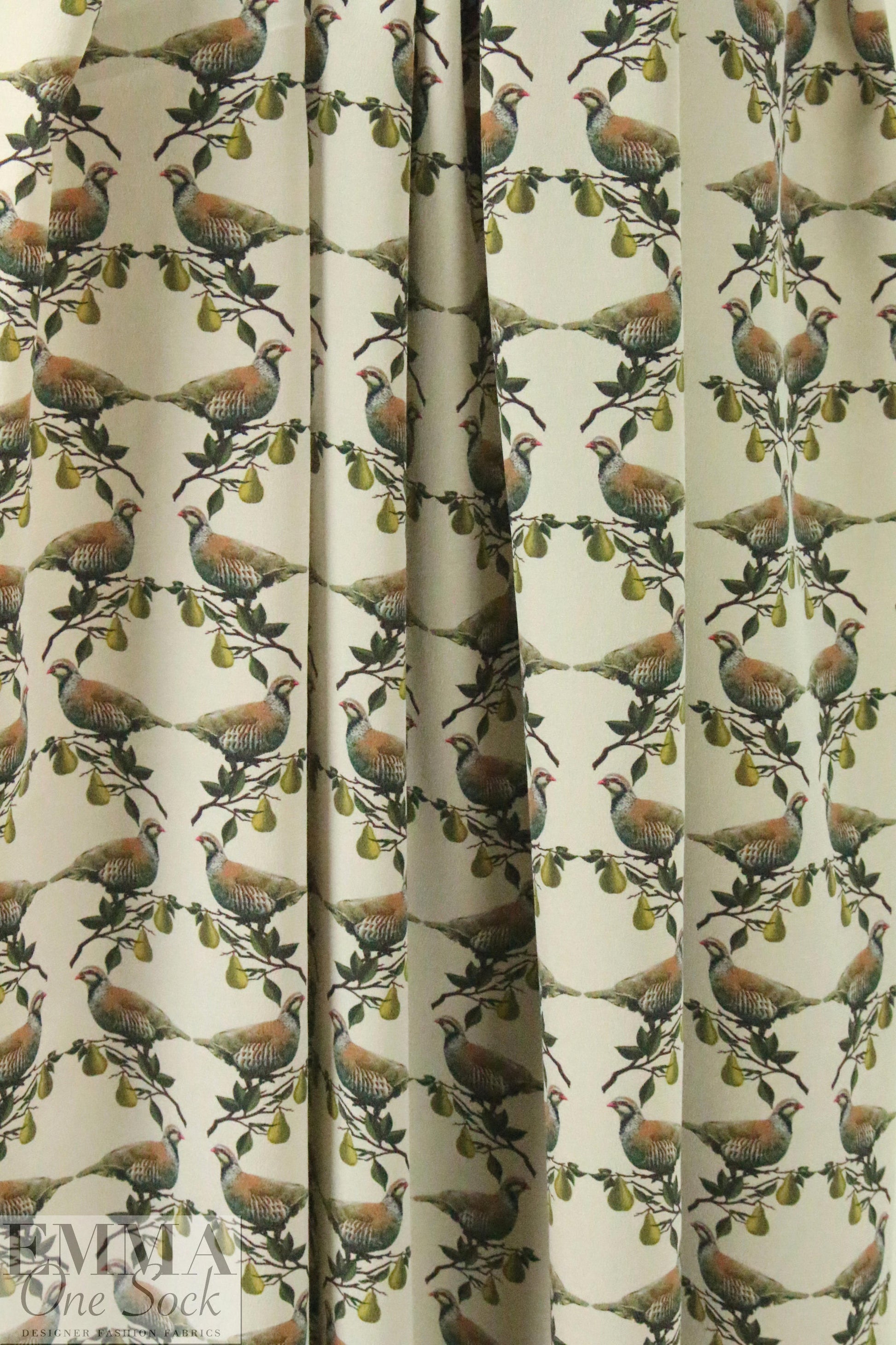 CA designer 'partridge in a pear tree' silk CDC