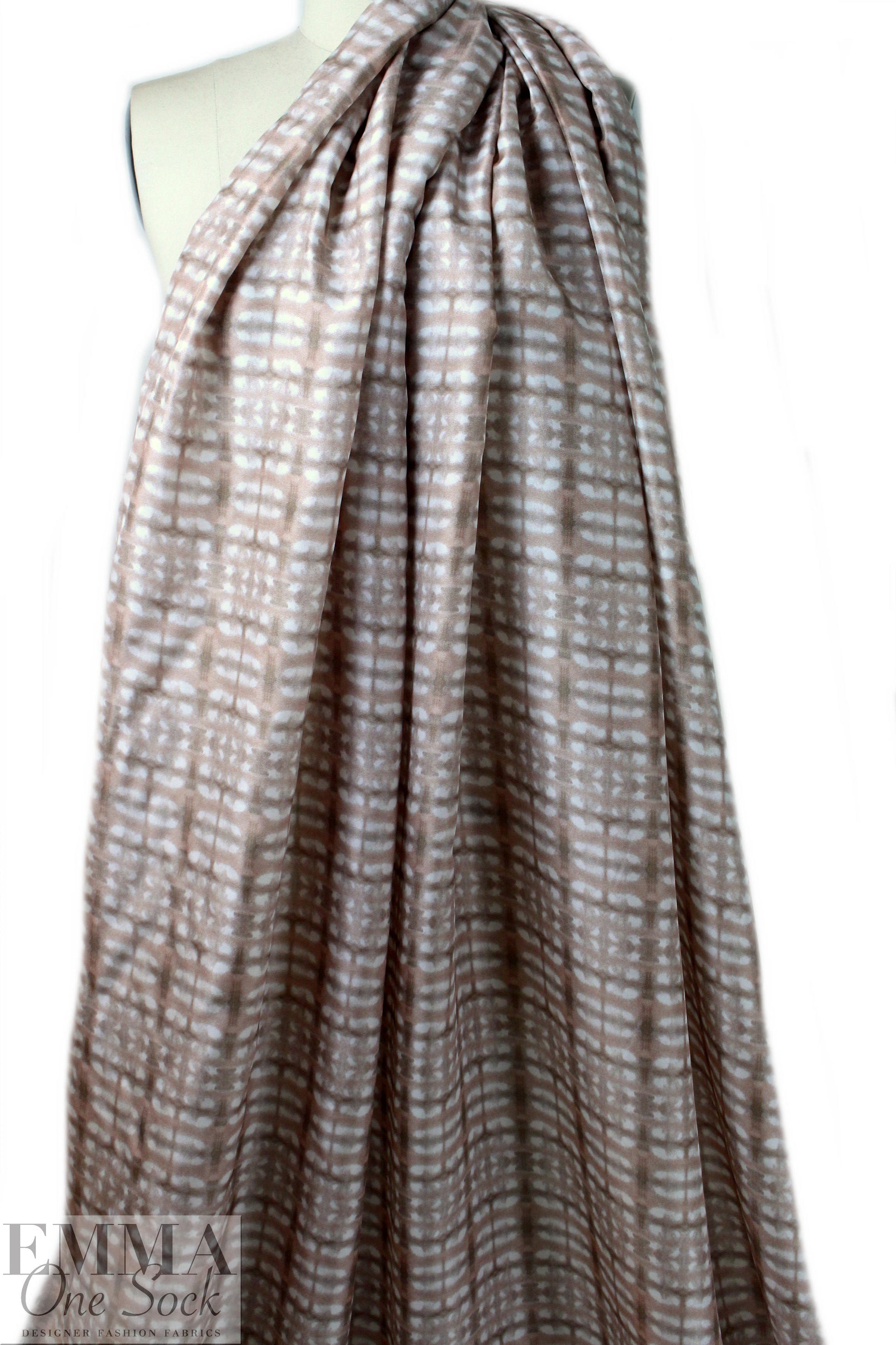 CA designer egdy grid neutrals silk crepe de chine .75 yds