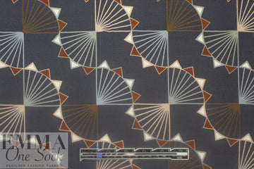 LA designer art deco graphic silk crepe de chine 2 yds