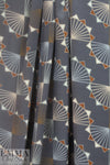 LA designer art deco graphic silk crepe de chine 1 yard