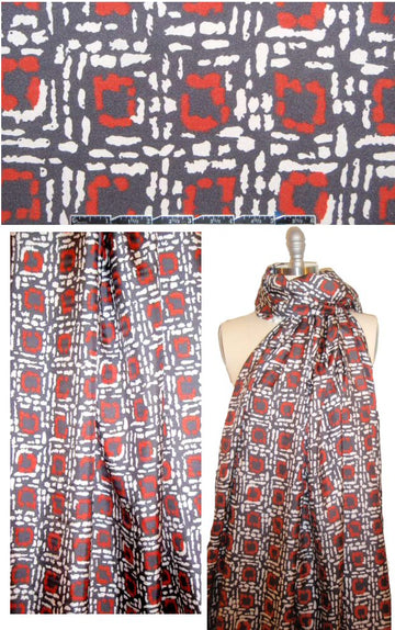 Lynn Dev0n red/white/midnight graphic silk twill