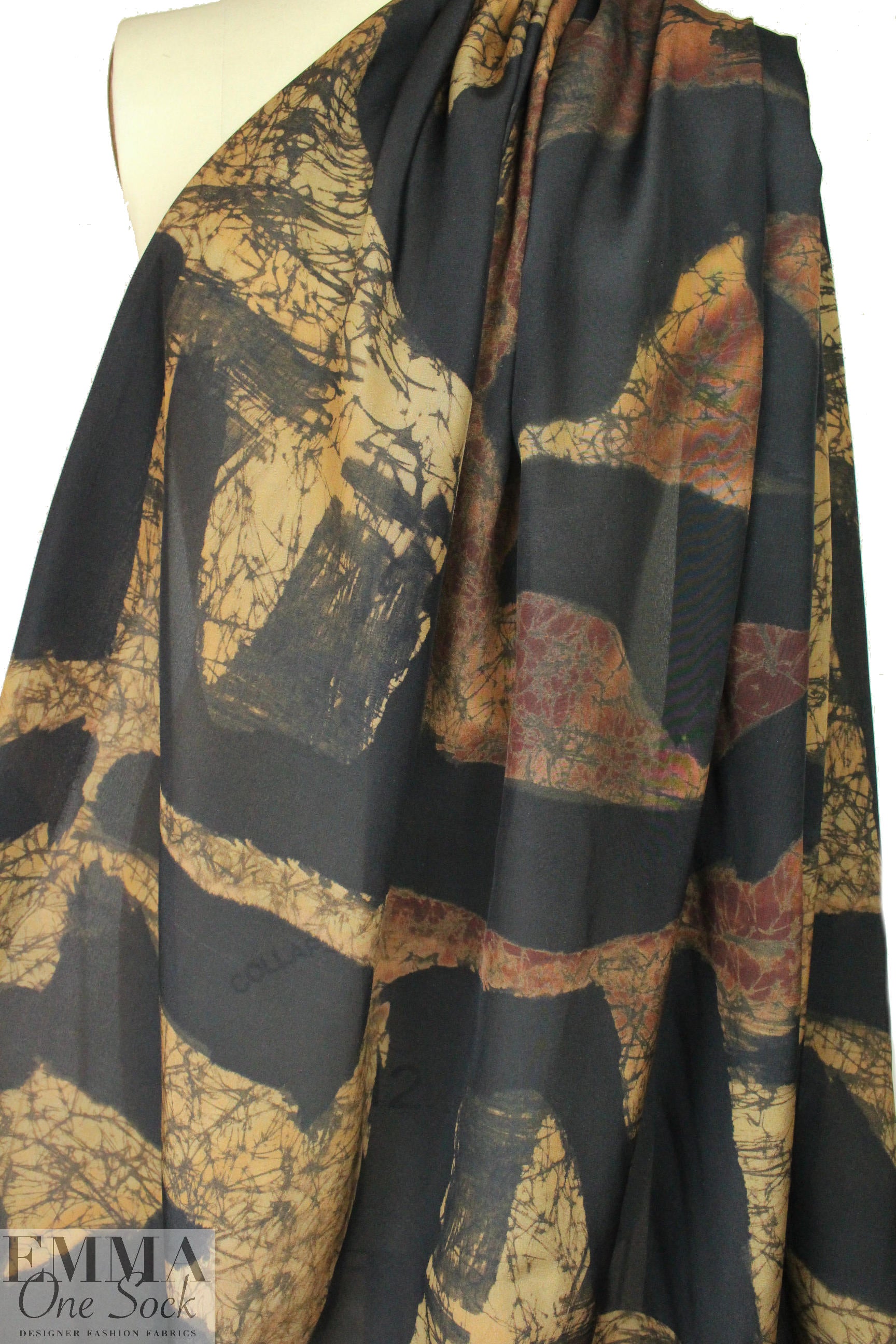 Lander0 silk blouseweight - batiky abstract