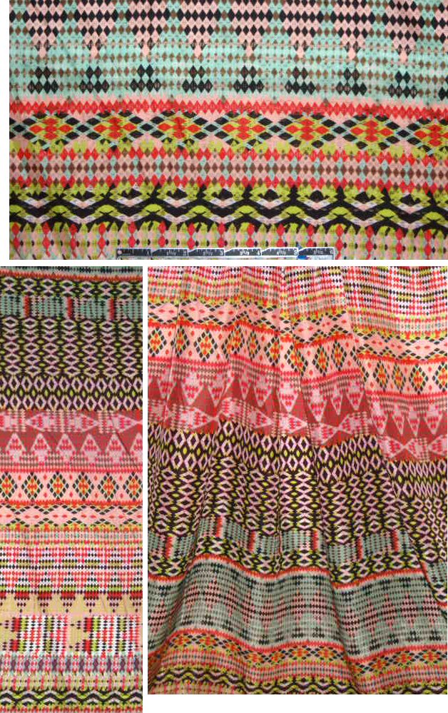 NY designer mosaic 'stripe' silk crepe de chine