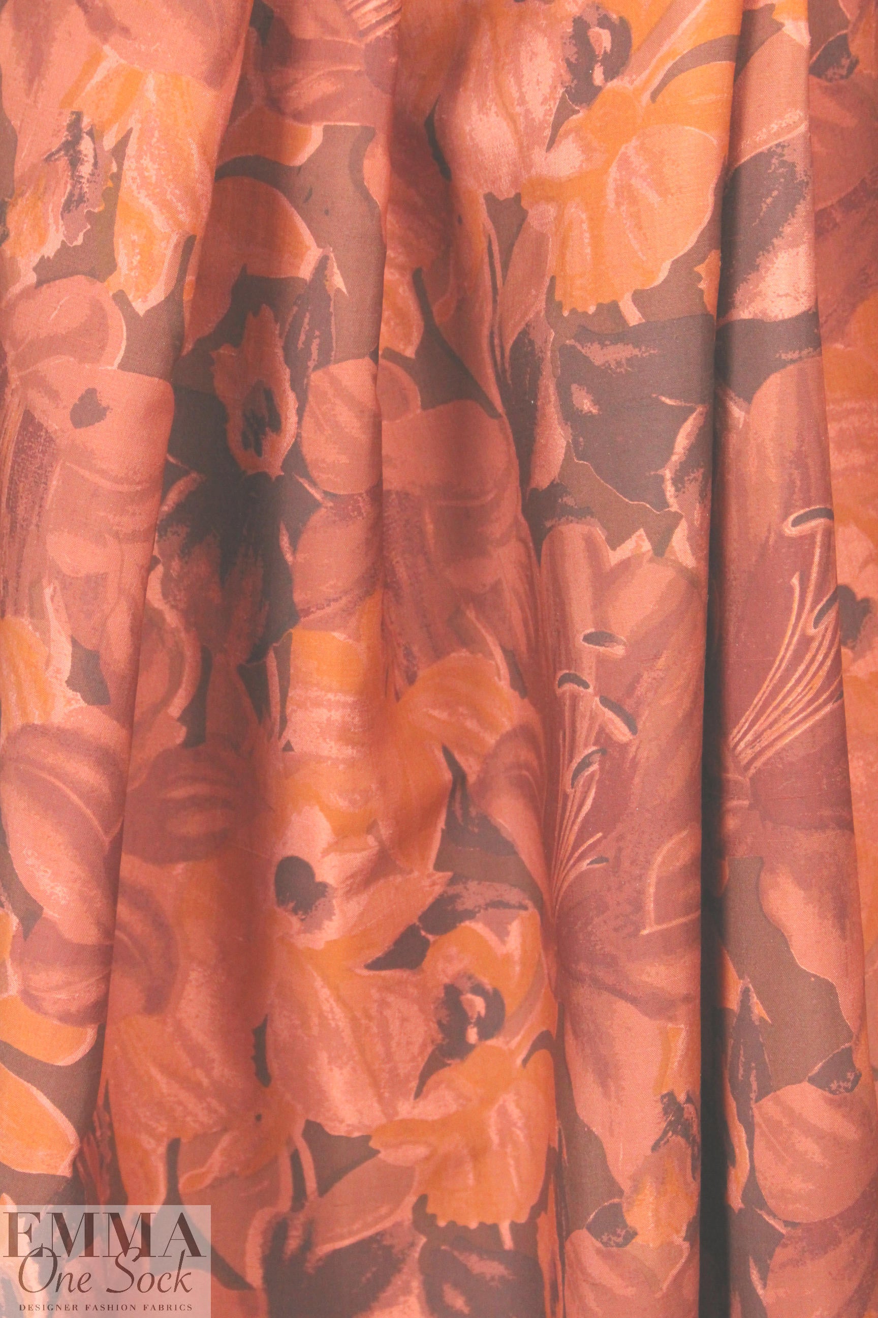 French spicy floral printed silk blend shantung 1.5 yds