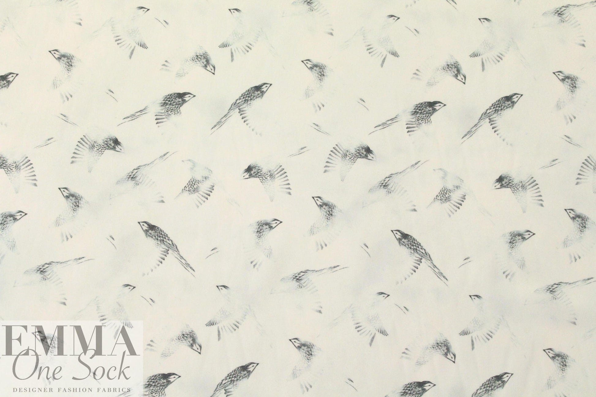 Rebecca Tayl0r bird sketch stretch silk chiffon - pearl