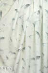 Rebecca Tayl0r bird sketch stretch silk chiffon - pearl