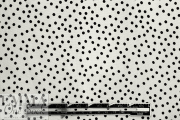 famous designer silk crepe de chine - black dot on cream .625 yds