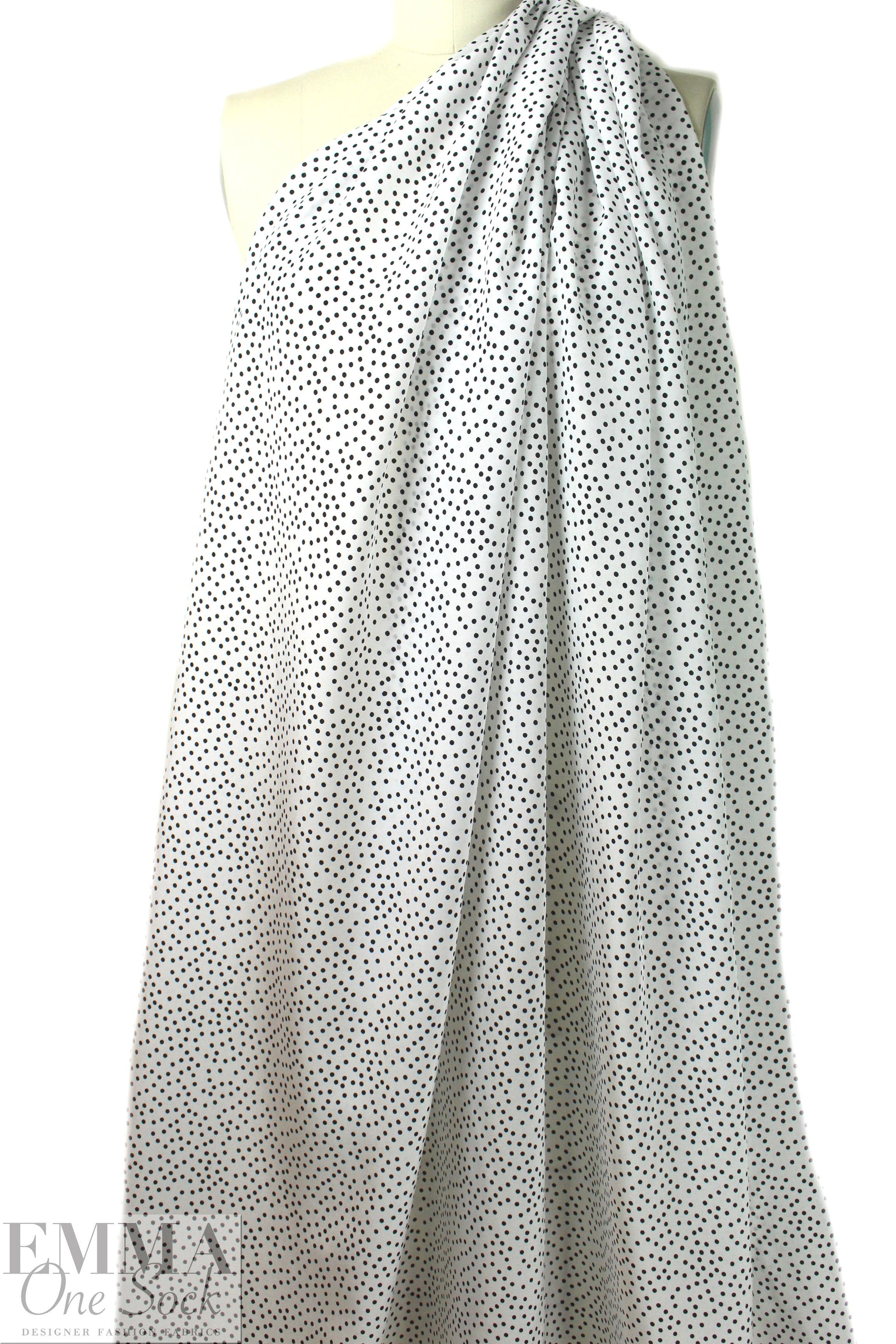 famous designer silk crepe de chine - black dot on cream