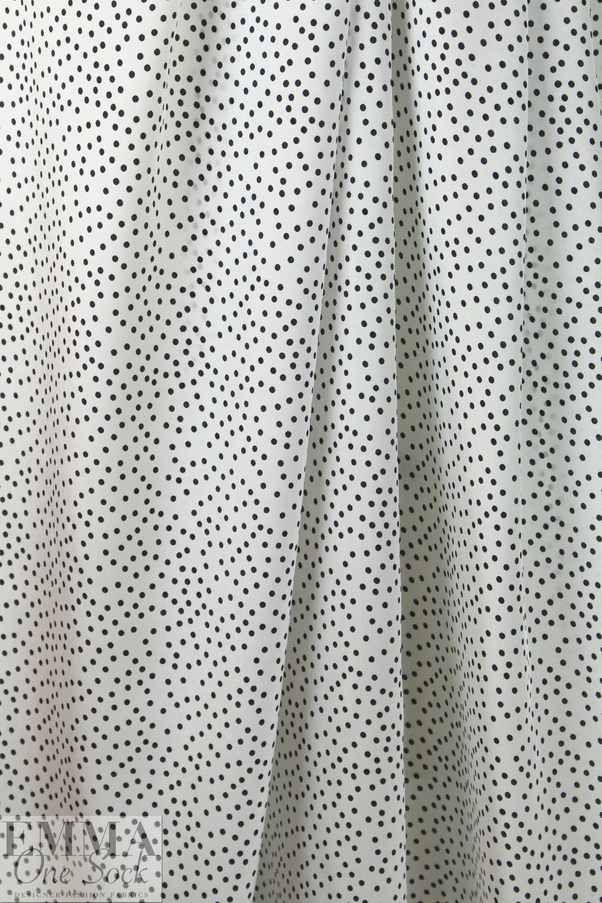 famous designer silk crepe de chine - black dot on cream