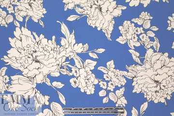 Mi11y blue background floral silk georgette 1.5 yd