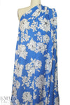 Mi11y blue background floral silk georgette 1.75 yd